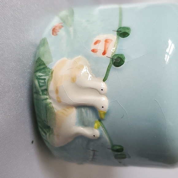 Blue Glaze Bud Vase With Balloons and Geese - Picture 4 of 6